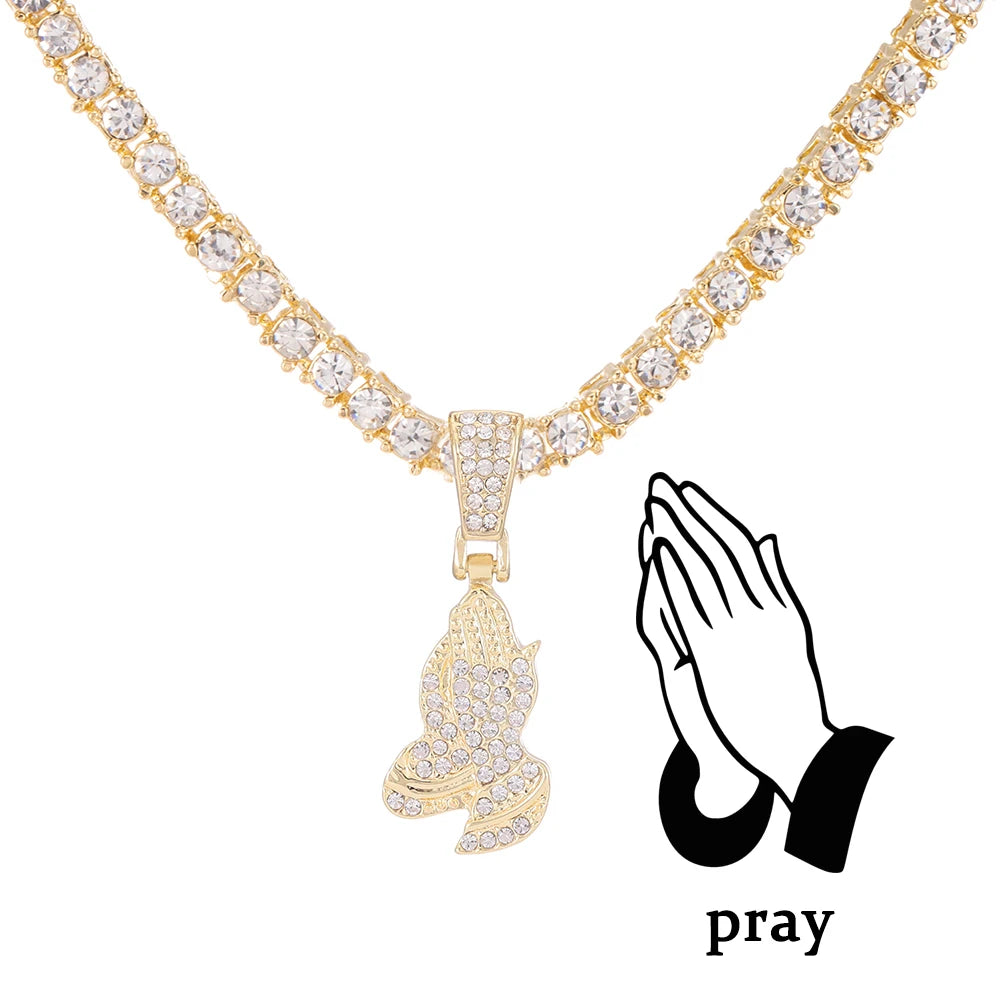 Collier pendentif croix Hip Hop pour hommes et femmes, bijoux scintillants exquis, mode chic et créative, Tennis, 4mm