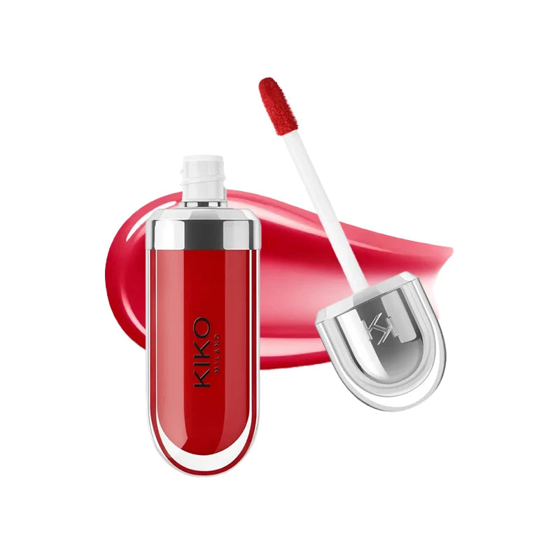 Kiko Original Gloss à lèvres effet miroir 3D, waterproof, longue tenue et anti-transfert, couleur douce couleur pâte de haricot, rouge brillant fin et charmant