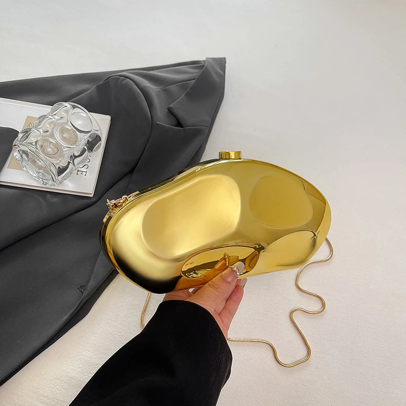 Sac à main en or pour femmes, pochettes à chaîne, mode géométrique, Mini bourse de soirée, boîte à bandoulière en acrylique de qualité, sacs à rouge à lèvres, 2025