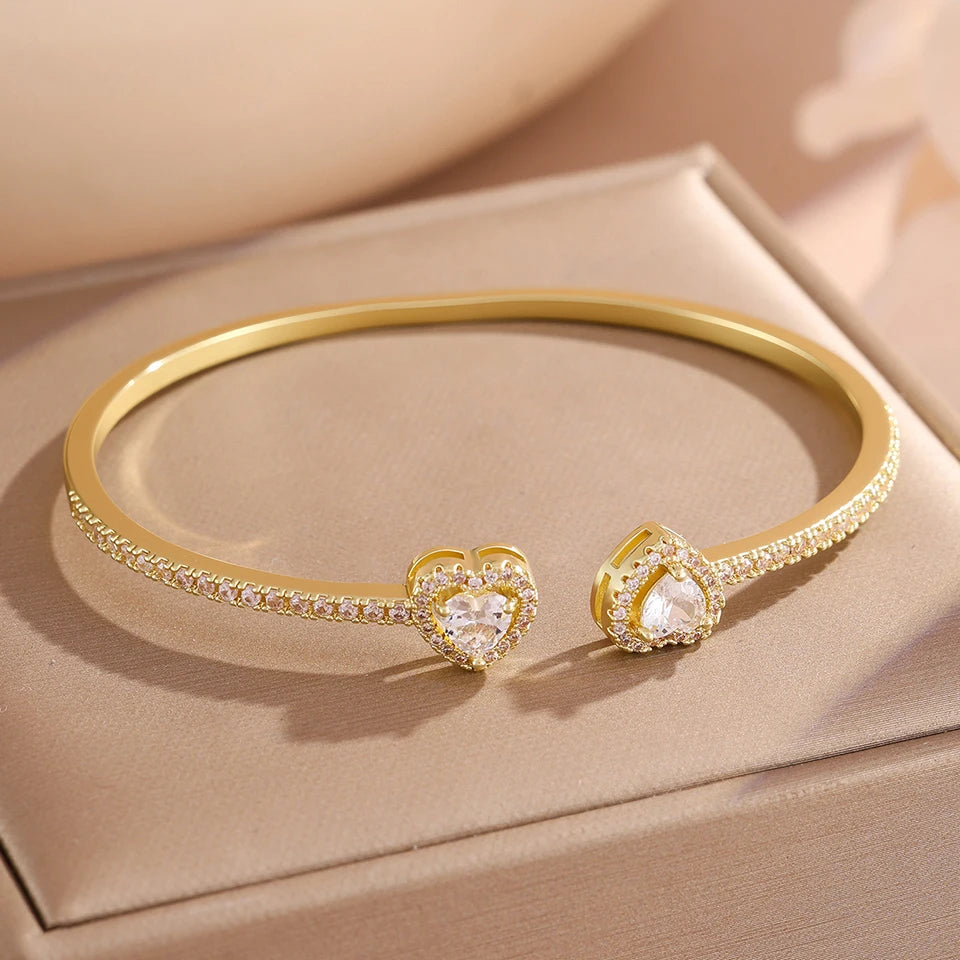Yupsk Ensemble de bracelets tennis à strass géométriques en forme de cœur, style Hip Hop, pour femmes et hommes, bijoux empilables tendance punk urbain