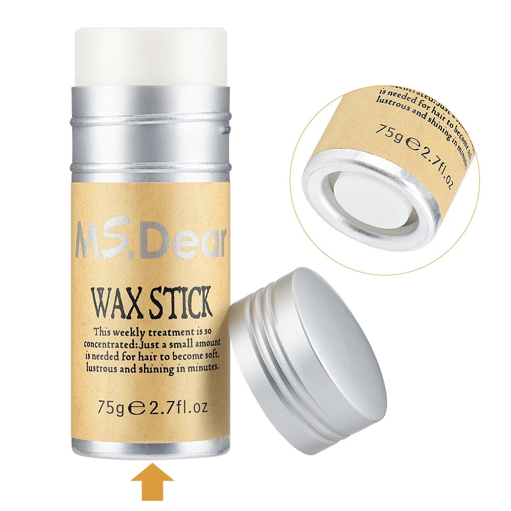 Stick de cire coiffante pour cheveux et perruques, formule professionnelle sous forme de gel-crème non grasse. Idéal pour lisser et discipliner les cheveux rebelles, les frisottis et les petits cheveux cassés. Convient aux hommes et aux femmes
