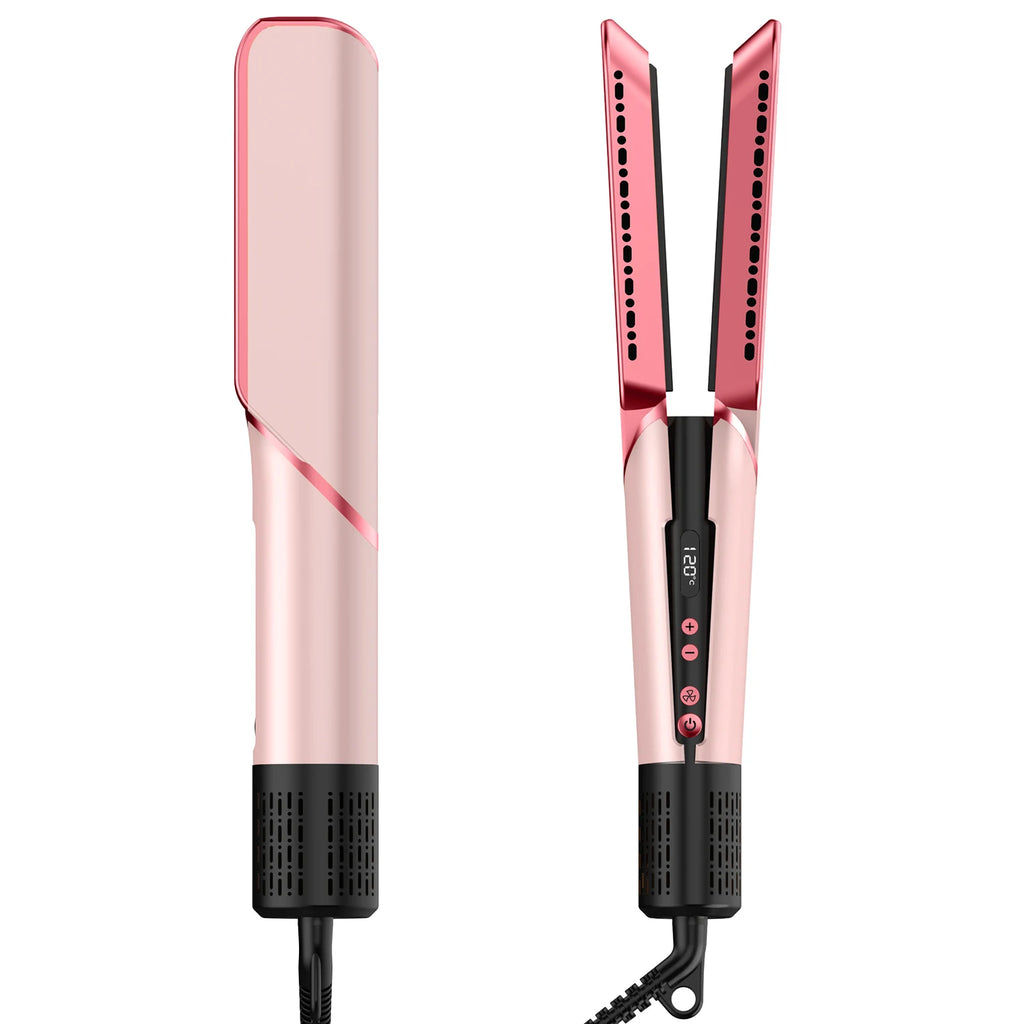 Lisseur et sèche-cheveux professionnel 2 en 1, utilisation sèche et humide, chauffage par ions négatifs, affichage en fer plat, brosse à lisser pour coiffure à l'air