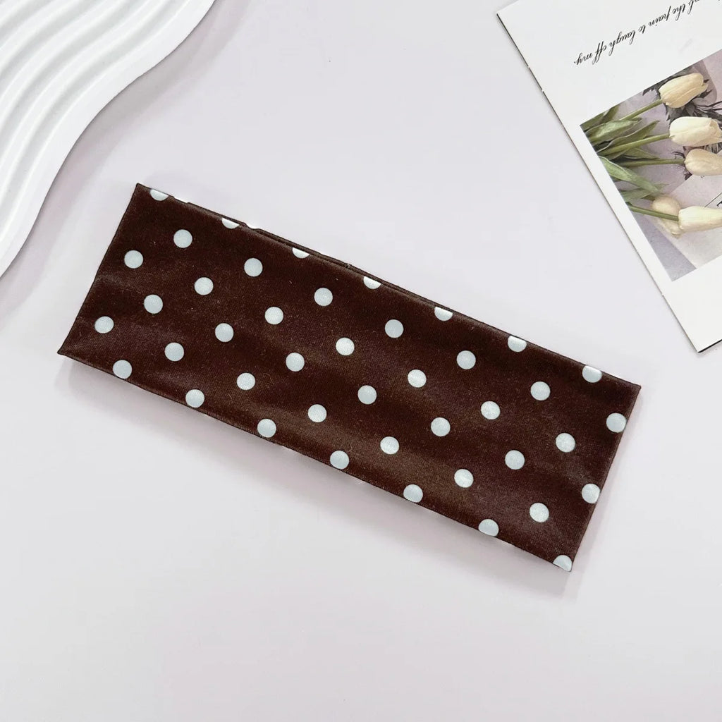 1 bandeau élastique à pois pour le yoga – Bandeau de maquillage à motif de points tendance, bandeau absorbant la transpiration pour le sport et le fitness