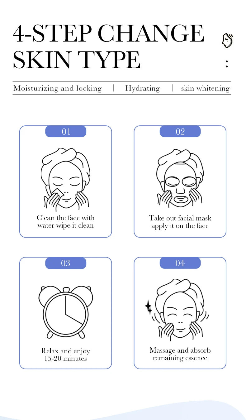 10 pièces SAODER acide hyaluronique masques pour le visage soins de la peau raffermissant hydratant masque Facial produits de soins de la peau du visage
