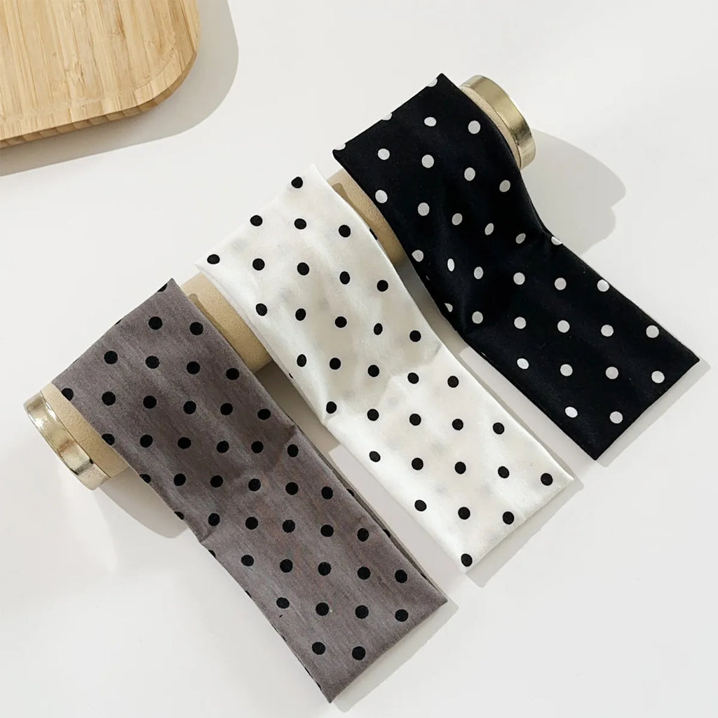 Bandeaux larges pour femmes, style Y2K Rétro Bohème, extensibles à pois, mode coréenne Ins, pour le yoga, le sport et les sorties, accessoires capillaires