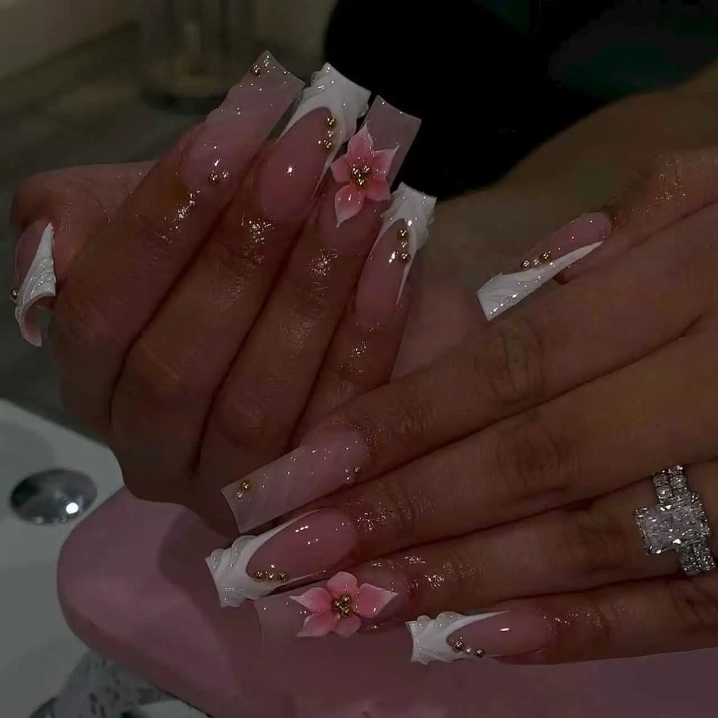 Faux Ongles Longs Bruns N64.Glitter Ballet Wearable, Design Français, Presse Complète sur Nail Ins, Nail Tips Art, 24Pcs