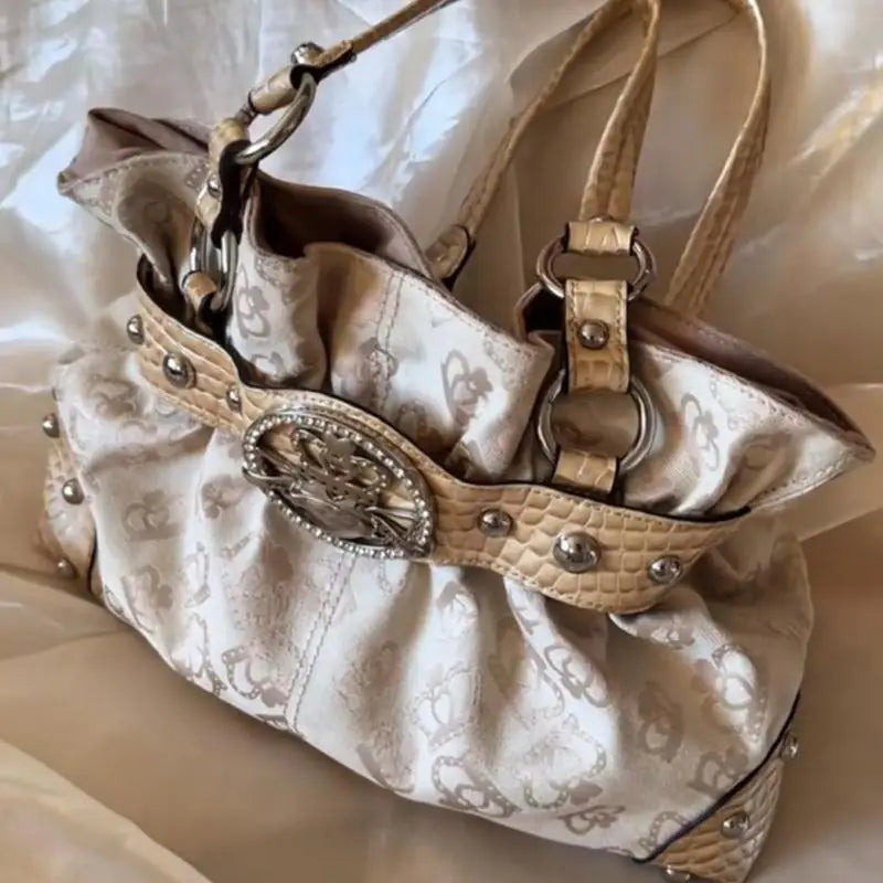 Sac sous le bras Sweet Cool style Y2K, sac cabas à bandoulière en cuir PU, grande capacité, pour femmes, esthétique fairycore, sac à main chic et tendance.