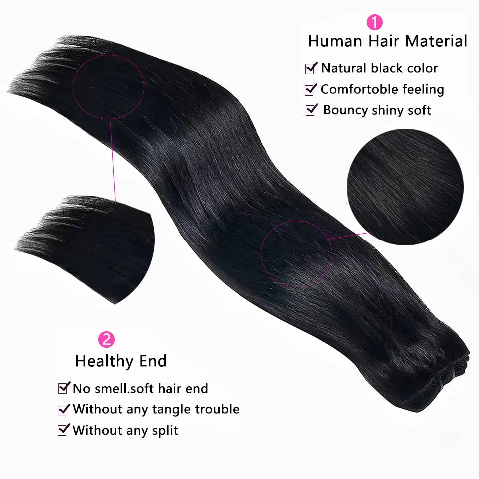 120G 8 pièces/ensembles pince dans les Extensions de cheveux cheveux humains 10 à 26 pouces brésilien Remy cheveux raides naturel noir 4 613 couleur pour les femmes