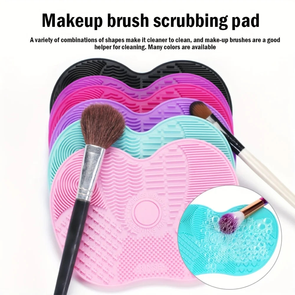 Tampon de nettoyage de brosse de maquillage en forme de pomme en Silicone, 1 pièce, avec ventouse pour un nettoyage efficace des outils cosmétiques