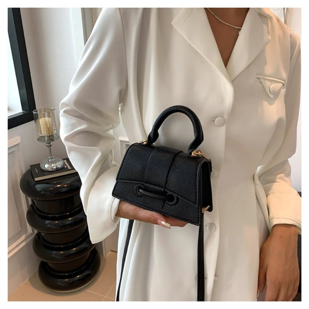 Sac en cuir PU de haute qualité, couleur unie, avec boucle, sac carré, sac bandoulière