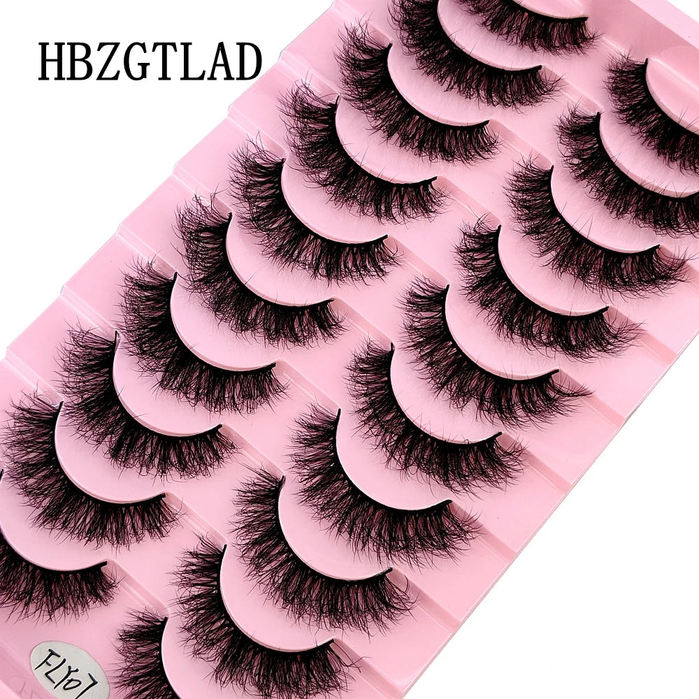 10 paires de vison croisée simulation handmade false cils cils maquillage nude naturel 3D yeux bouclés en désordre