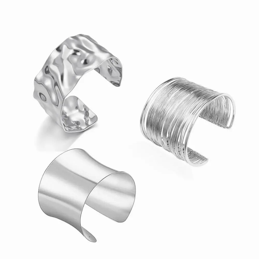 Jardme 3 pièces gros Bracelets de manchette en or pour femmes irrégulière minimaliste déclaration Bracelet Bracelets ensemble bras supérieur manchette Punk bijoux