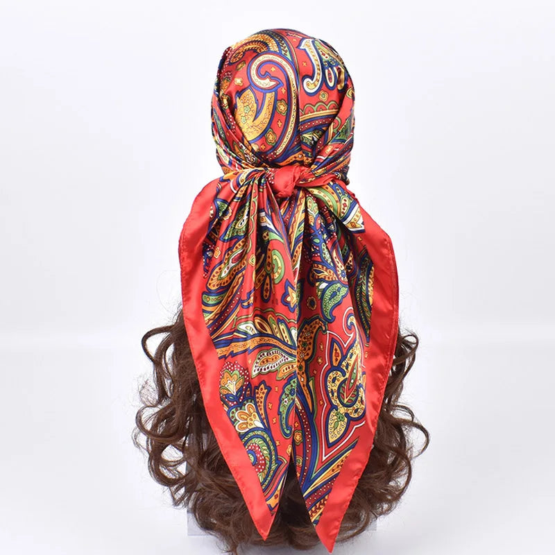 Foulards en soie de haute qualité pour femmes, Hijab carré en Satin, mouchoir uni, châles enveloppants de tête, bandeau féminin, Bandanna islamique