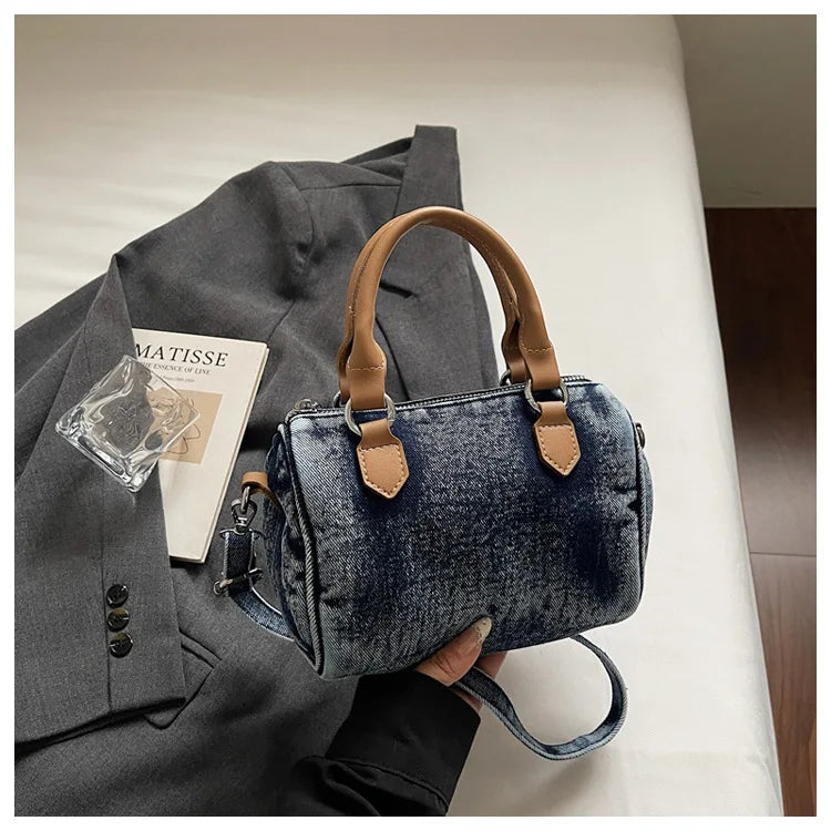 Sac bandoulière classique en jean délavé de haute qualité, sac à main décontracté à porter sous le bras, style coréen, sac de transport pour le quotidien