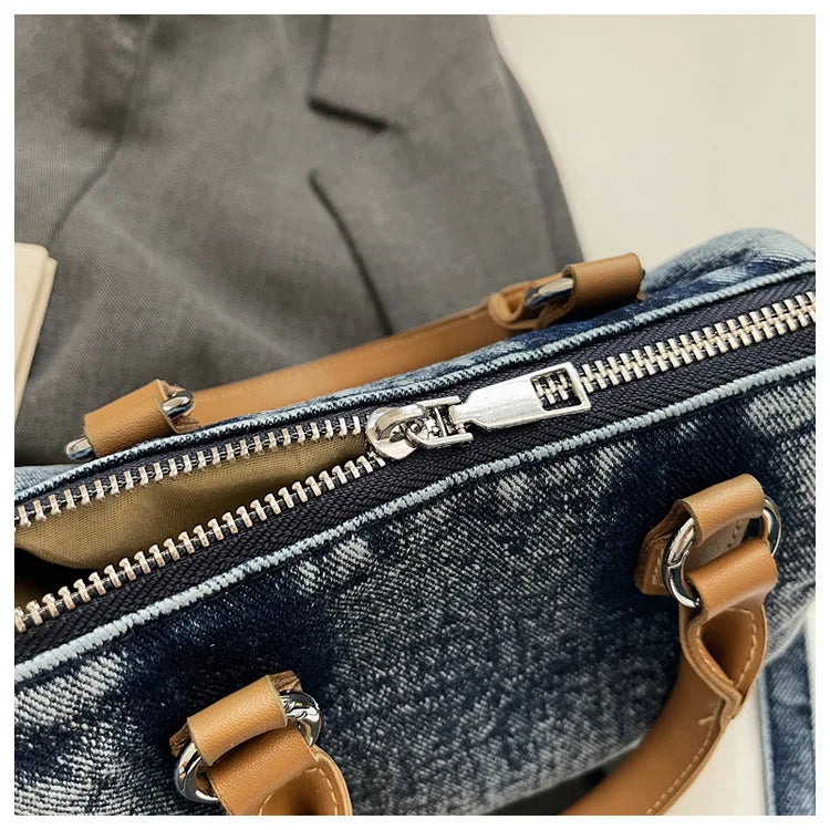 Sac bandoulière classique en jean délavé de haute qualité, sac à main décontracté à porter sous le bras, style coréen, sac de transport pour le quotidien