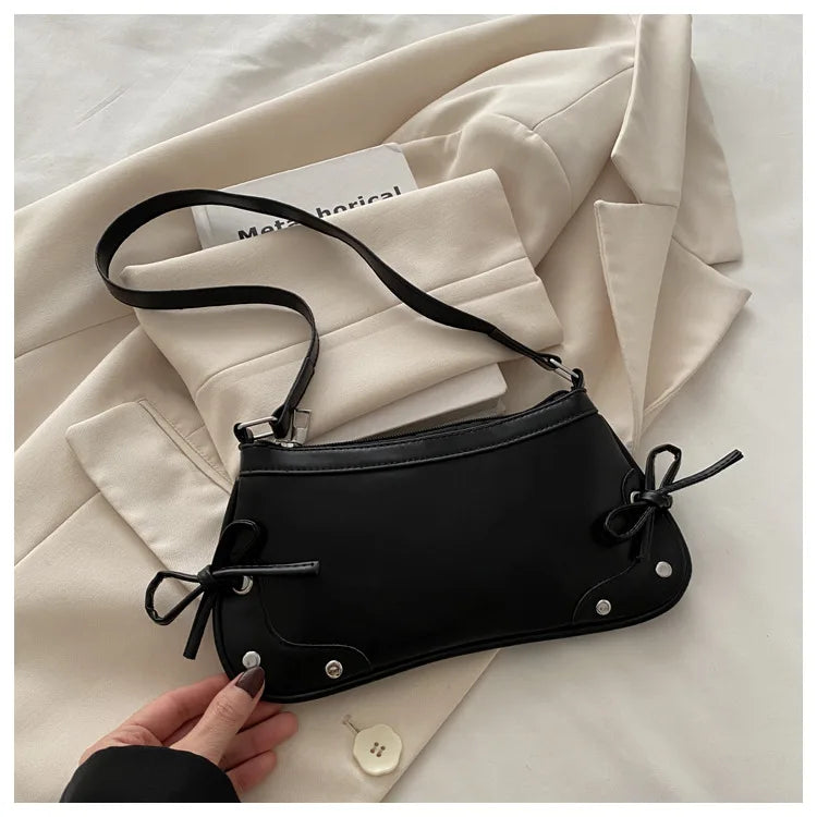 Nouveau sac sous le bras tendance, sac à bandoulière pour femmes, sac à main avec double nœud doux, sac pour dames, style rétro, sac à épaule féminin à motif léopard.