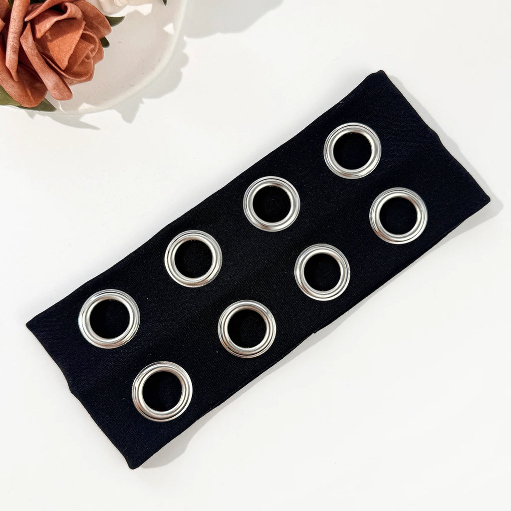 Bandeau extensible métallique ajouré style hip-hop punk pour hommes et femmes, bandeau foncé pour festival de musique rock