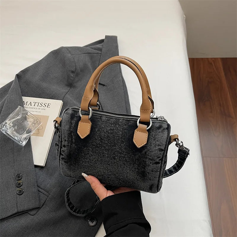 Sac bandoulière classique en jean délavé de haute qualité, sac à main décontracté à porter sous le bras, style coréen, sac de transport pour le quotidien