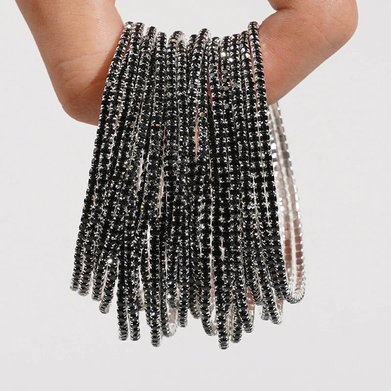 Bracelet élastique en strass et cristal pour femmes, 5 pièces, extensible, empilable, classique, bijoux quotidiens pour femmes