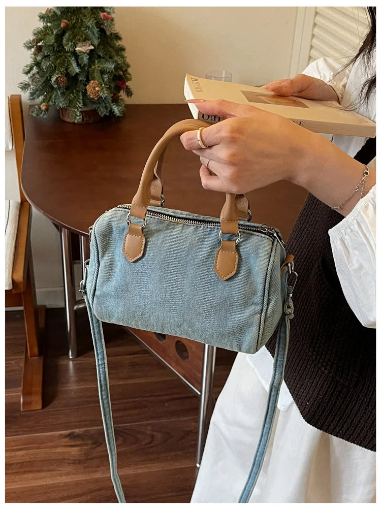 Sac bandoulière classique en jean délavé de haute qualité, sac à main décontracté à porter sous le bras, style coréen, sac de transport pour le quotidien