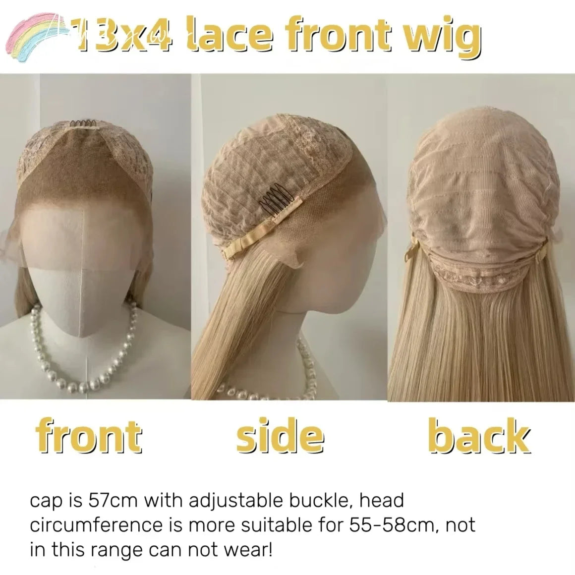 Perruque rose clair pour femme – Lace front 13x4, 26 pouces, longue et lisse, perruque synthétique en fibre douce naturelle résistante à la chaleur, idéale pour cosplay
