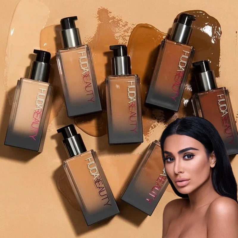 Fond de Teint HudaBeauty Mat Lumineux Longue Tenue Couvrance Totale Correcteur Efficace Maquillage Professionnel Imperméable