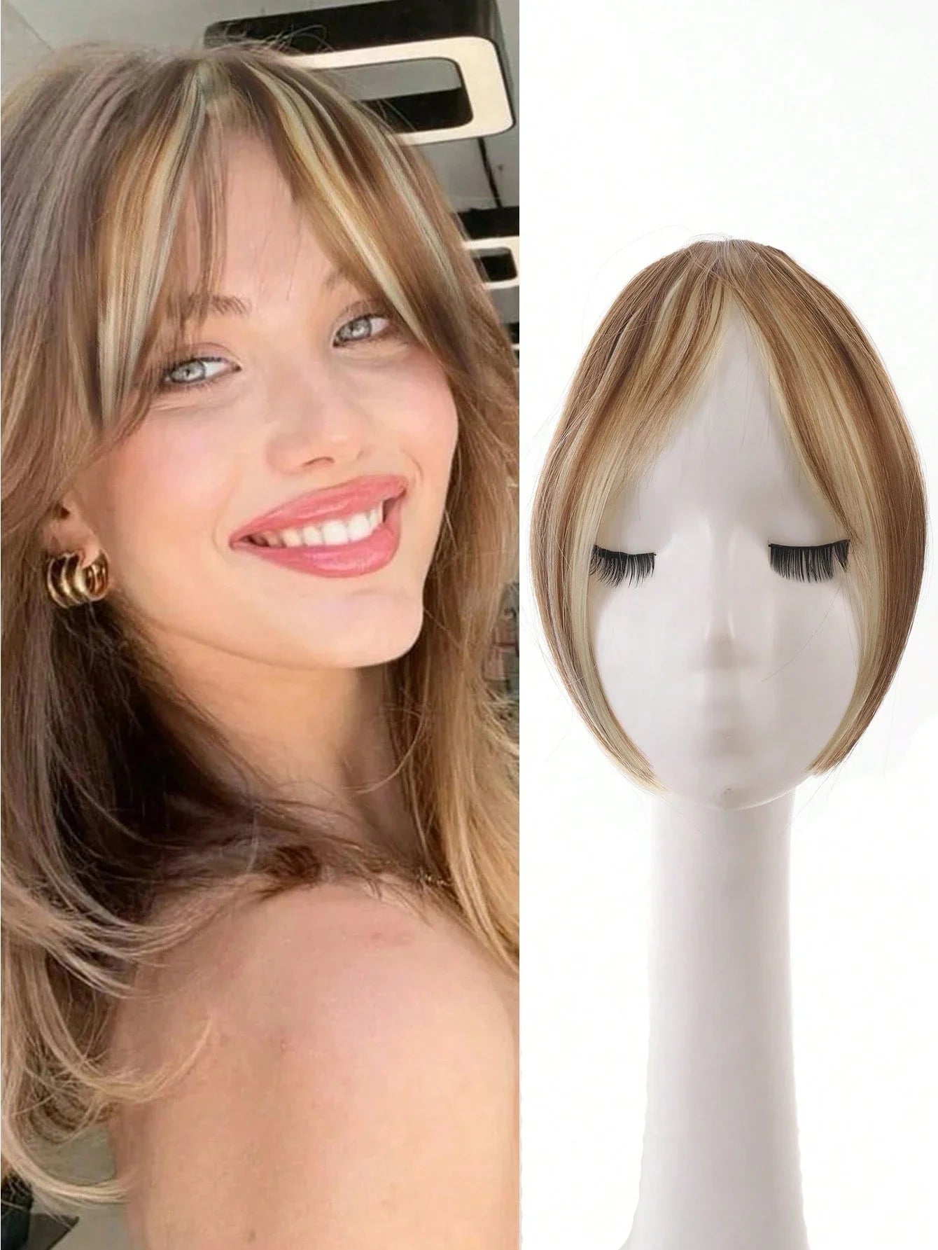 Synthèse perruque partie centrale frange Extensions de cheveux pince devant naturel sans couture français Oblique frange huit caractères frange