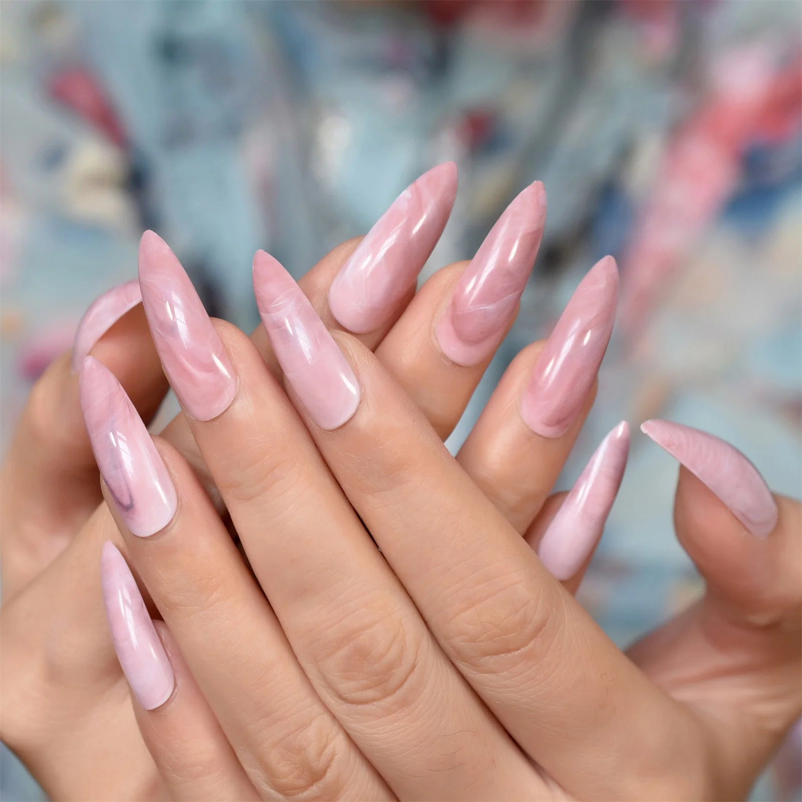 Faux ongles néon extrêmement longs, Orange vif, à pression, Style carnaval, décoration, conseils de manucure, pour Salon de manucure, 24