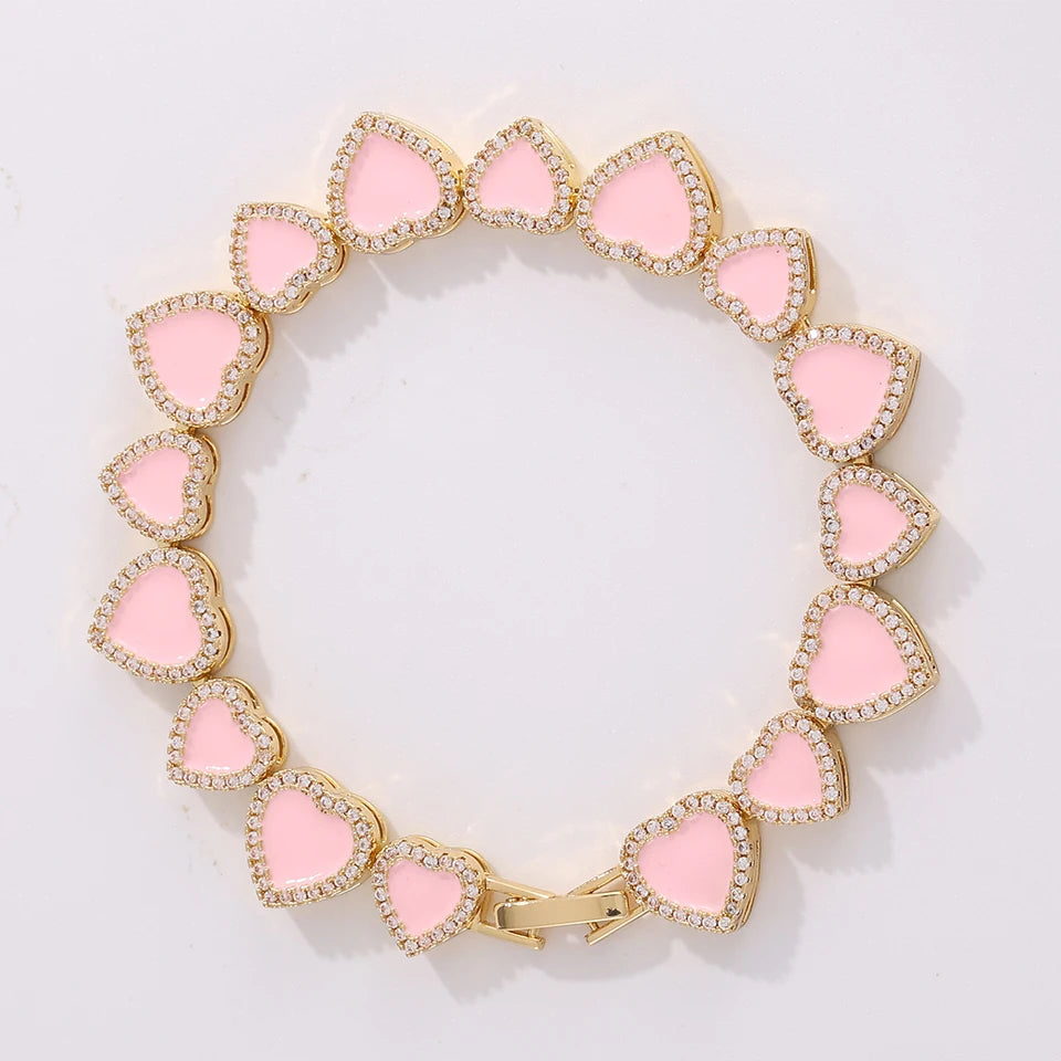 Yupsk – Bracelets empilables en forme de cœur en acrylique rose, 3 pièces/ensemble, pour femmes et filles, bijoux exquis et doux, cadeau