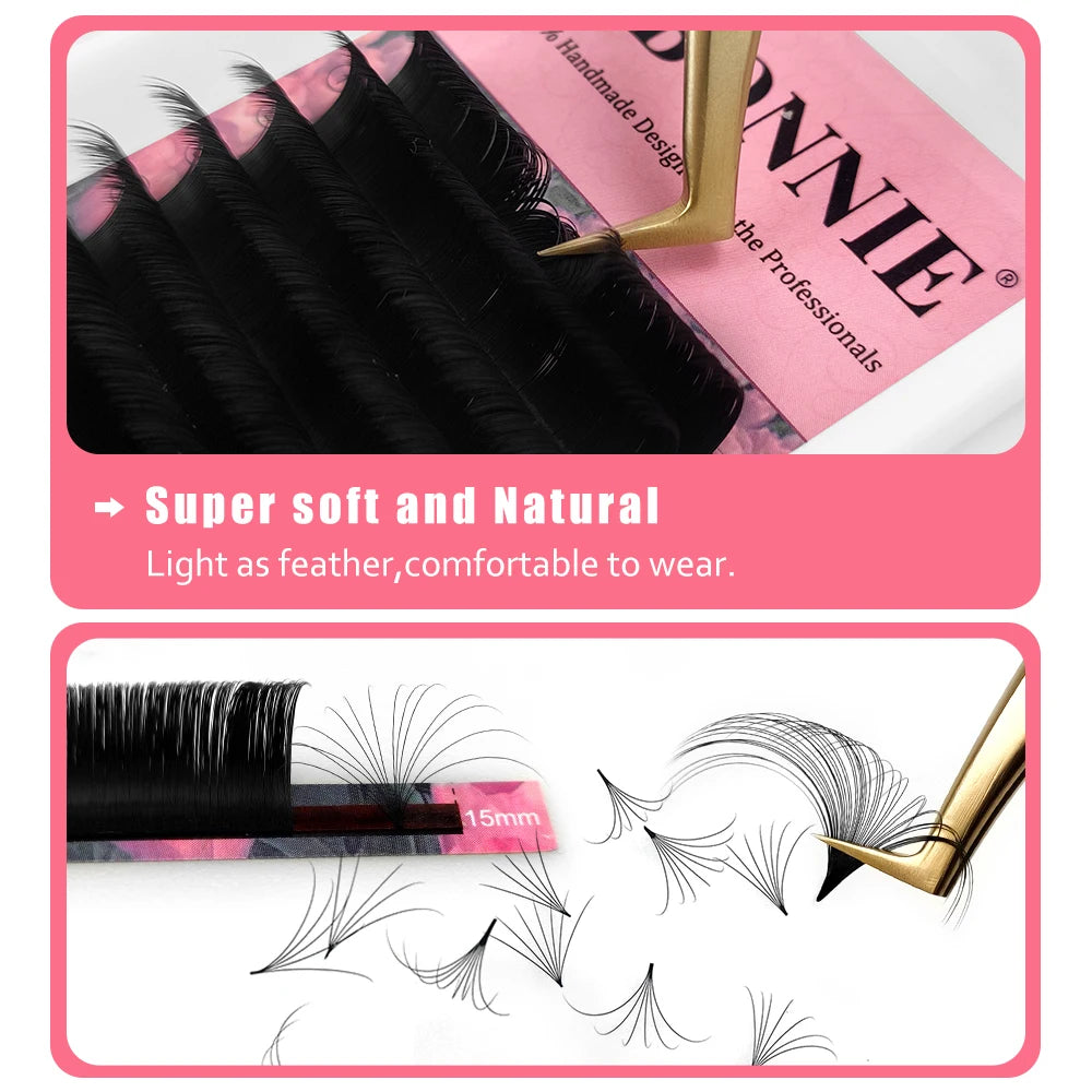 Extensions de cils Abonnie Cashmere Easy Fan Lashes, fans de cils méga volume toutes tailles, fournitures pour la beauté des yeux