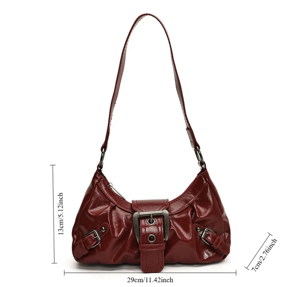 Sac à bandoulière en cuir vintage style Maillard rétro, petit sac tendance Y2K style Wasteland pour femme, collection Printemps 2026
