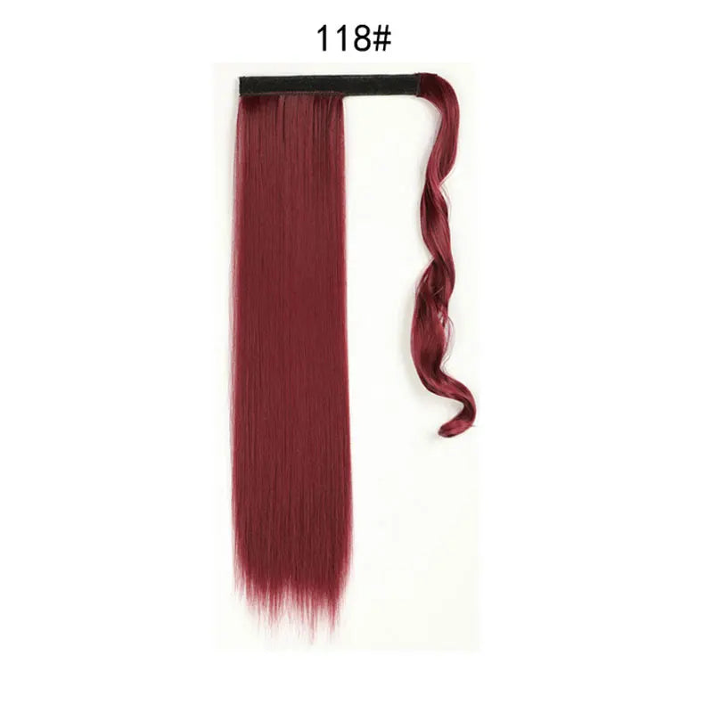 Extensions de Queue de Cheval Synthétiques pour Femme et Fille, Postiche Rond et Long