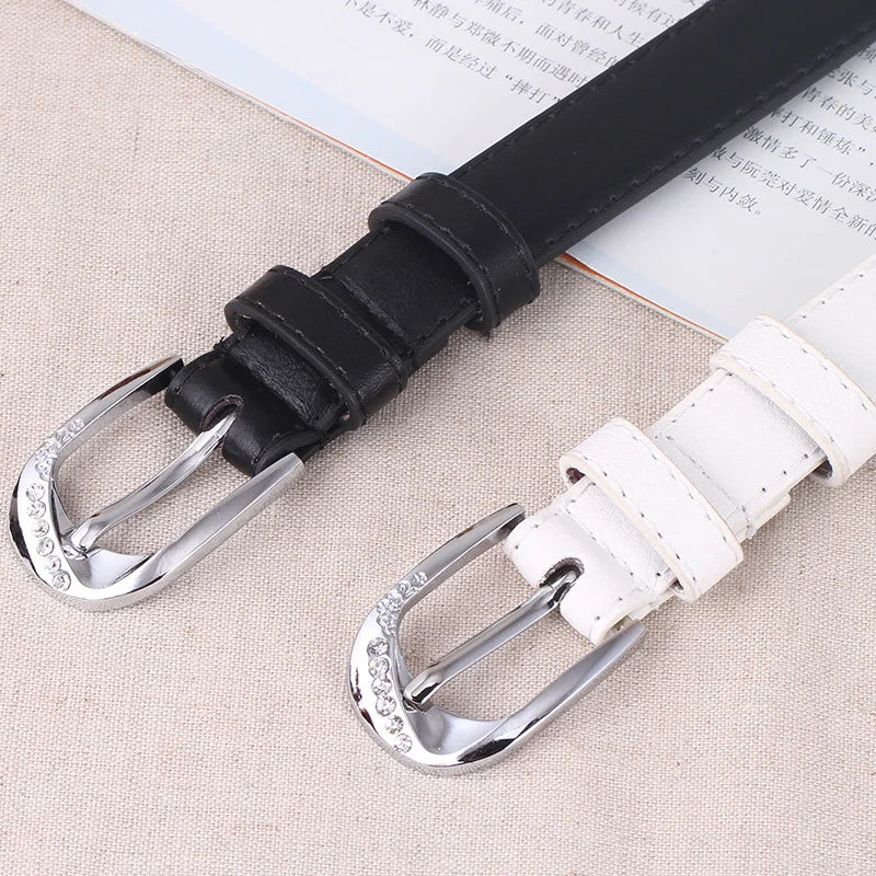 Ceinture pour pantalon femme en cuir PU, tendance, blanche, de haute qualité, style vintage, avec boucle ardillon, DT067
