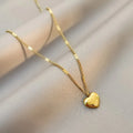Collier couleur or, 1 pièce, Simple, mode, cœur de pêche gravé, chaîne de clavicule d'amour, cadeaux de vacances