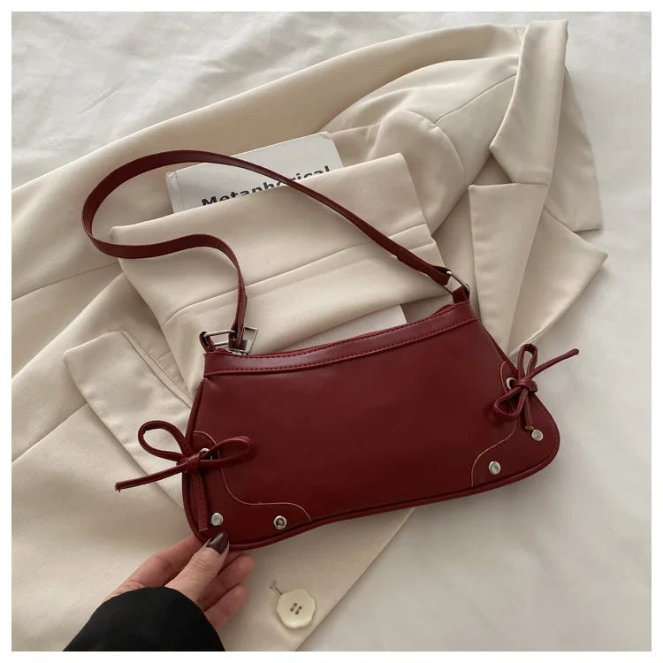 Nouveau sac sous le bras tendance, sac à bandoulière pour femmes, sac à main avec double nœud doux, sac pour dames, style rétro, sac à épaule féminin à motif léopard.