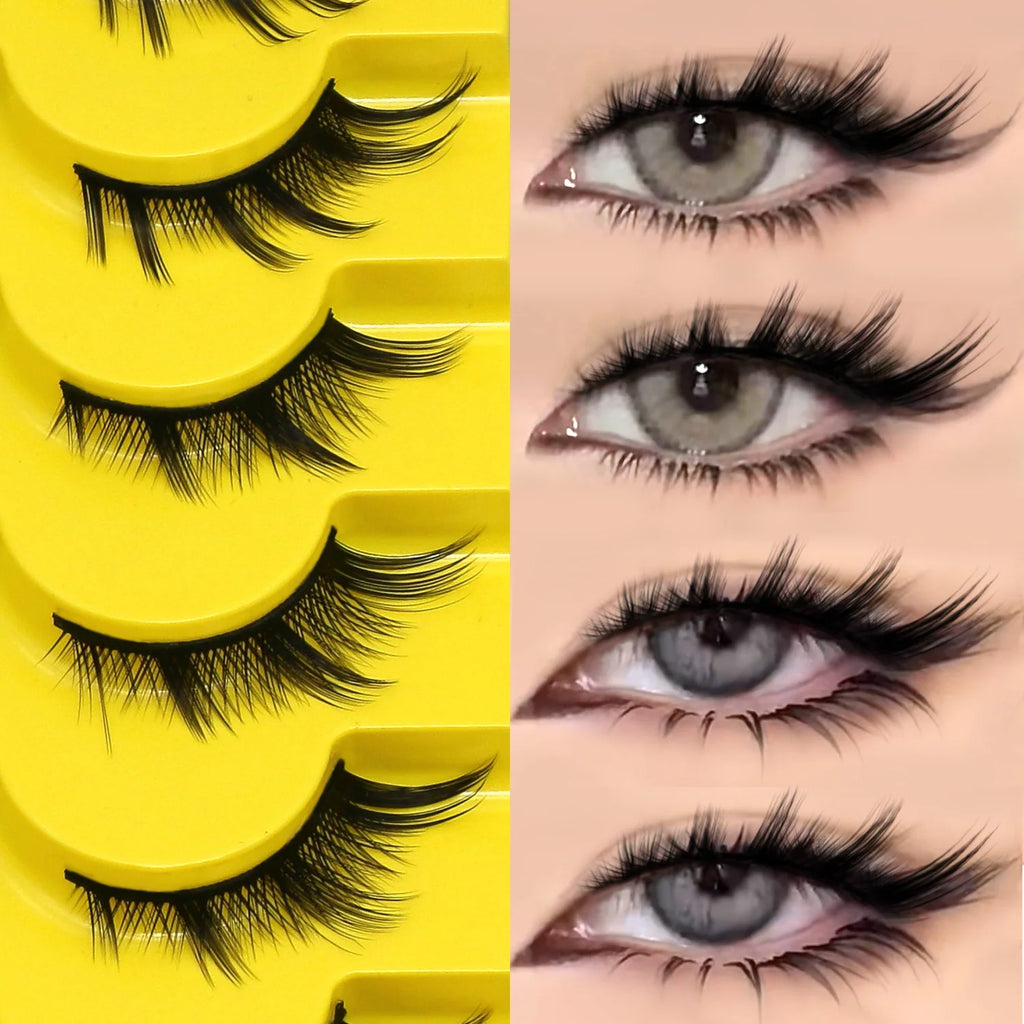 GROINNEYA cils oeil de chat naturel 3D Faux vison doux Anime cils Cosplay volumé Extension de cils Faux cils maquillage