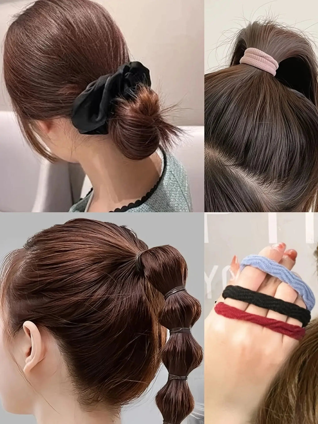 1109 pièces femmes cheveux foncés accessoires ensemble élastique sans couture queue de cheval chouchous petites bandes de caoutchouc mode cheveux cravates bandeaux