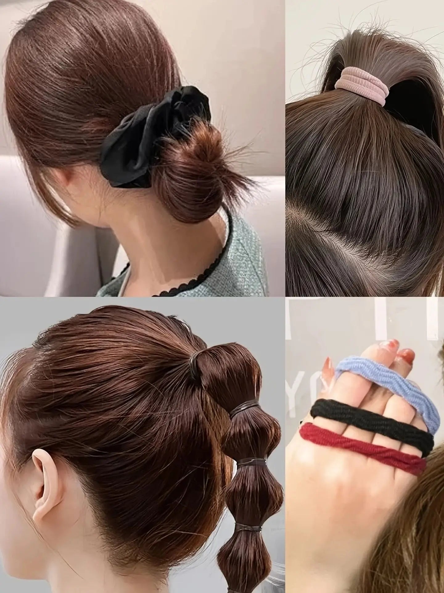 1109 pièces femmes cheveux foncés accessoires ensemble élastique sans couture queue de cheval chouchous petites bandes de caoutchouc mode cheveux cravates bandeaux