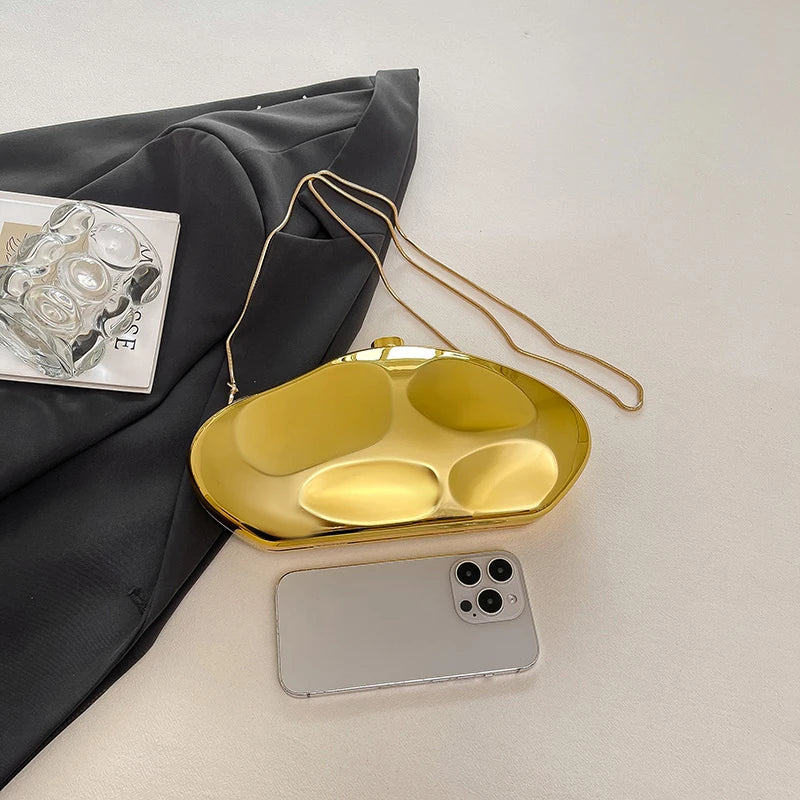 Sac à main en or pour femmes, pochettes à chaîne, mode géométrique, Mini bourse de soirée, boîte à bandoulière en acrylique de qualité, sacs à rouge à lèvres, 2025