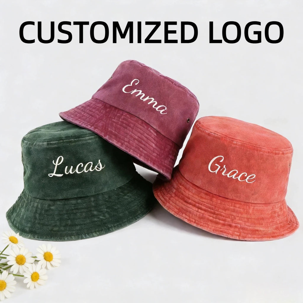 Chapeau Bob Personnalisé avec Logo Brodé, Casquette de Soleil Vintage pour l'Été et les Activités de Plein Air