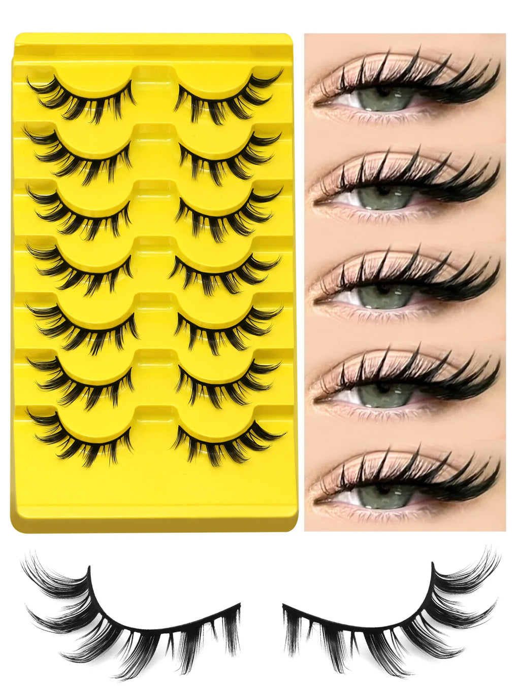 Groinneya Natural manga faux cils oeil de chat cils 3D dramatique martre douce extension de cils faux cils outil de maquillage