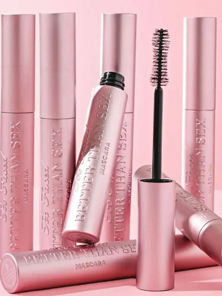 TooFaced BetterThanSex mascara imperméable à l'eau pour les grands yeux, maquillage lisse, nourrissant, résistant à la transpiration, touffu, long volume, rose, aluminium, 8ml