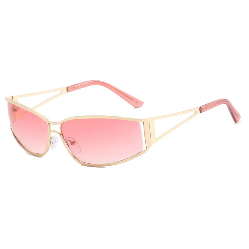 Lunettes de soleil Y2K pour femmes et hommes, surdimensionnées, de marque, avec verres dégradés, style steampunk, lunettes de soleil miroir