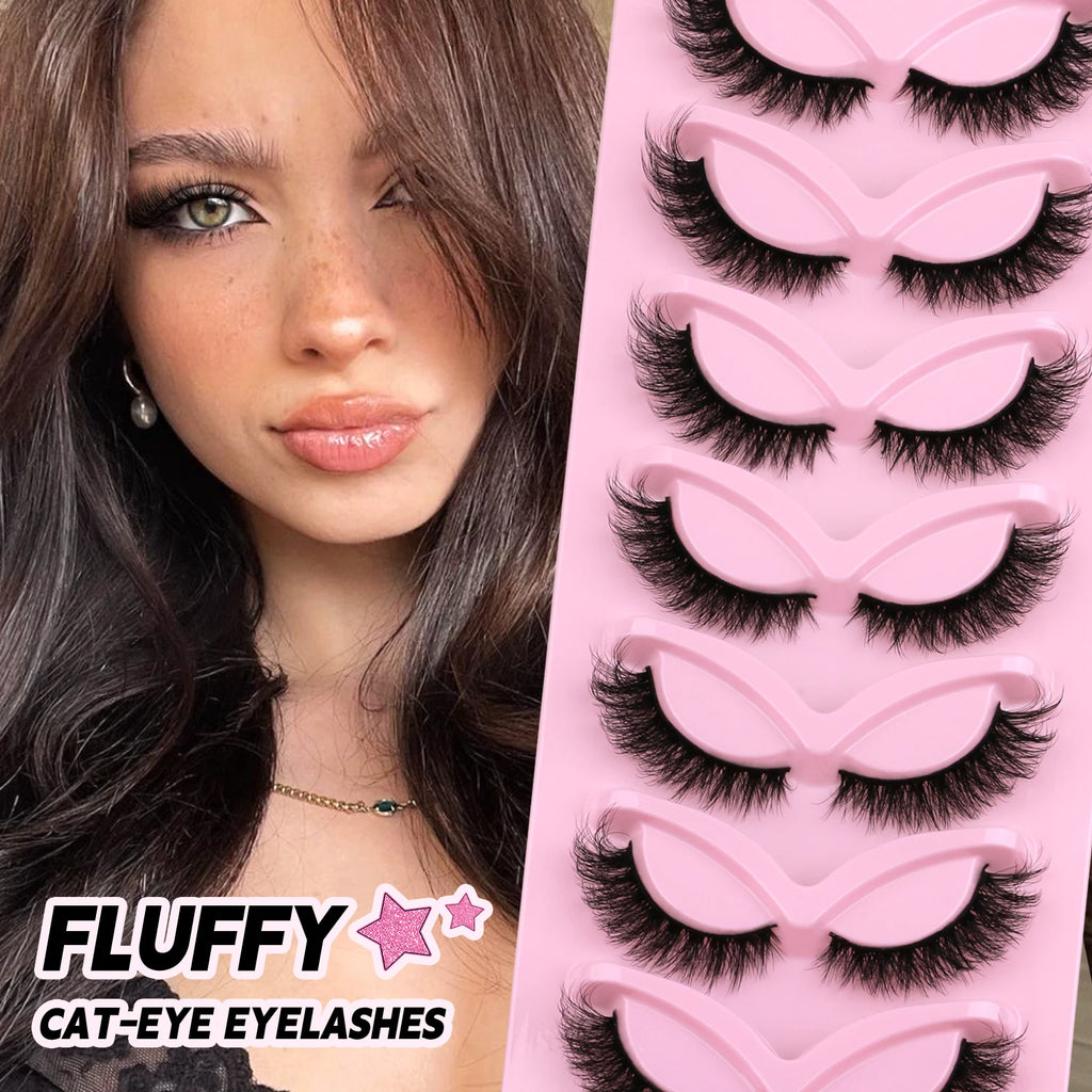 Veltrinay cils oeil de chat Faux cils naturels extrémité ailée oeil cils allongés Faux cils de vison Faux cils maquillage