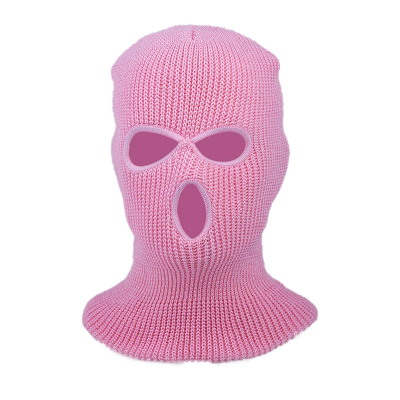 Masque de Ski complet tricoté à 3 trous, cagoule d'hiver, masque complet en tricot chaud pour les Sports de plein air, nouvelle mode