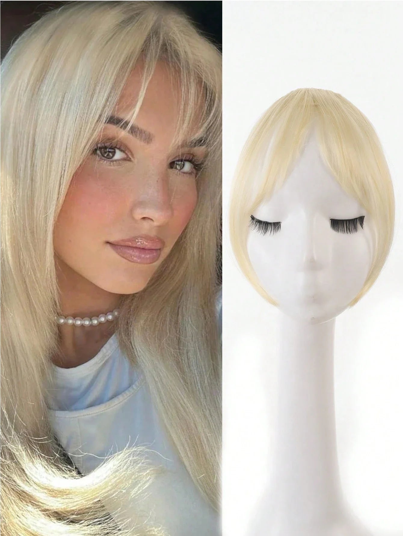 Synthèse perruque partie centrale frange Extensions de cheveux pince devant naturel sans couture français Oblique frange huit caractères frange