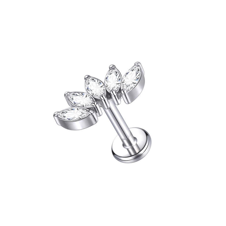 Boucle d'oreille en titane G23, Labret, Tragus, clou, filetage interne, anneaux à lèvres en Zircon, Cartilage Helix, Piercing, bijoux pour le corps, 16G, 1 pièce