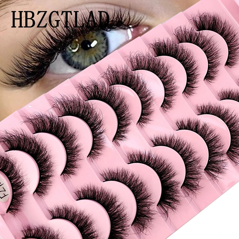10 paires de vison croisée simulation handmade false cils cils maquillage nude naturel 3D yeux bouclés en désordre