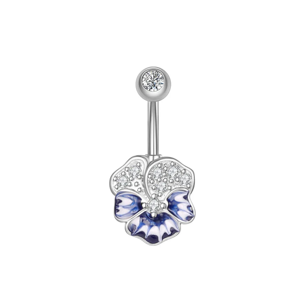 1 pièce Anneau de nombril incurvé en acier inoxydable couleur or avec cristaux CZ, motif papillon abeille, 14G, avec pendentif