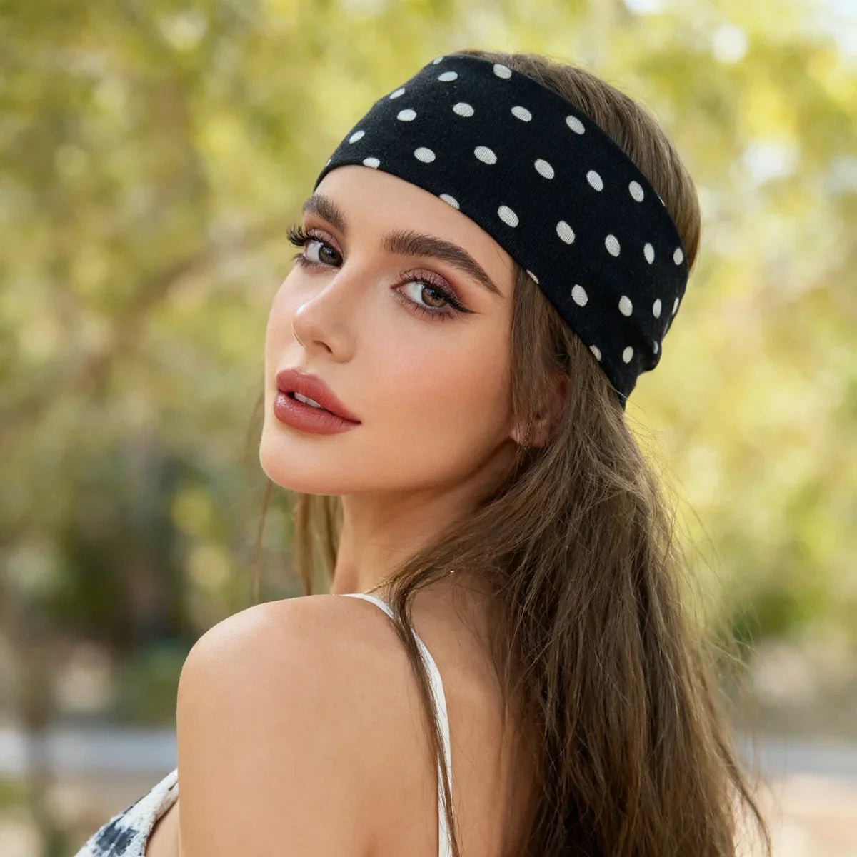 Bandeaux larges pour femmes, style Y2K Rétro Bohème, extensibles à pois, mode coréenne Ins, pour le yoga, le sport et les sorties, accessoires capillaires
